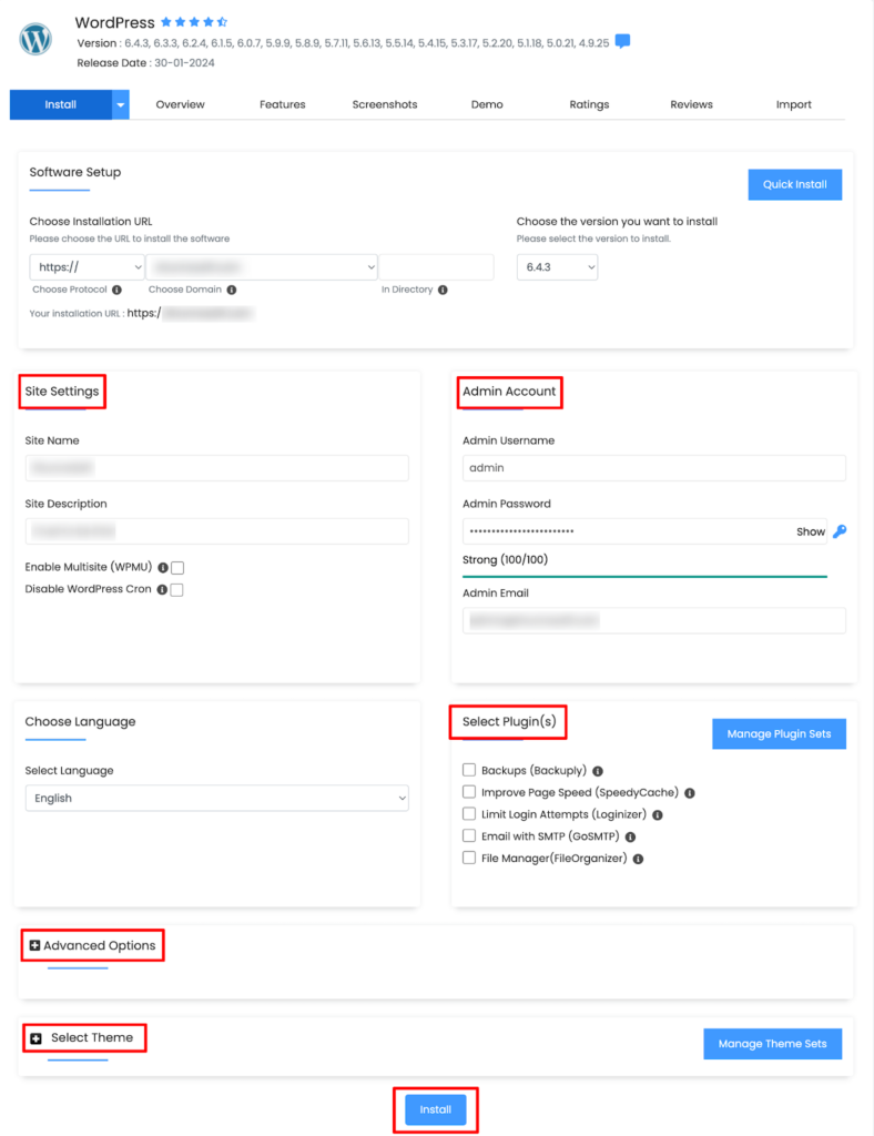 Configure WordPress Installation Settings on cPanel