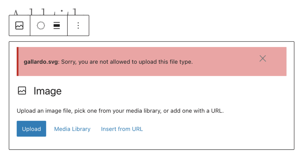 what happens when trying to upload an .svg image to WordPress? WordPress Allowed File Types