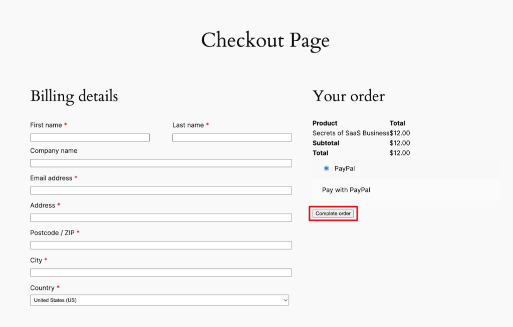 check all the billing details in your checkout page