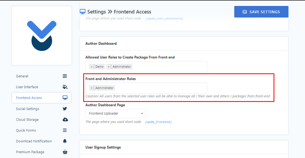 user role management with download manager